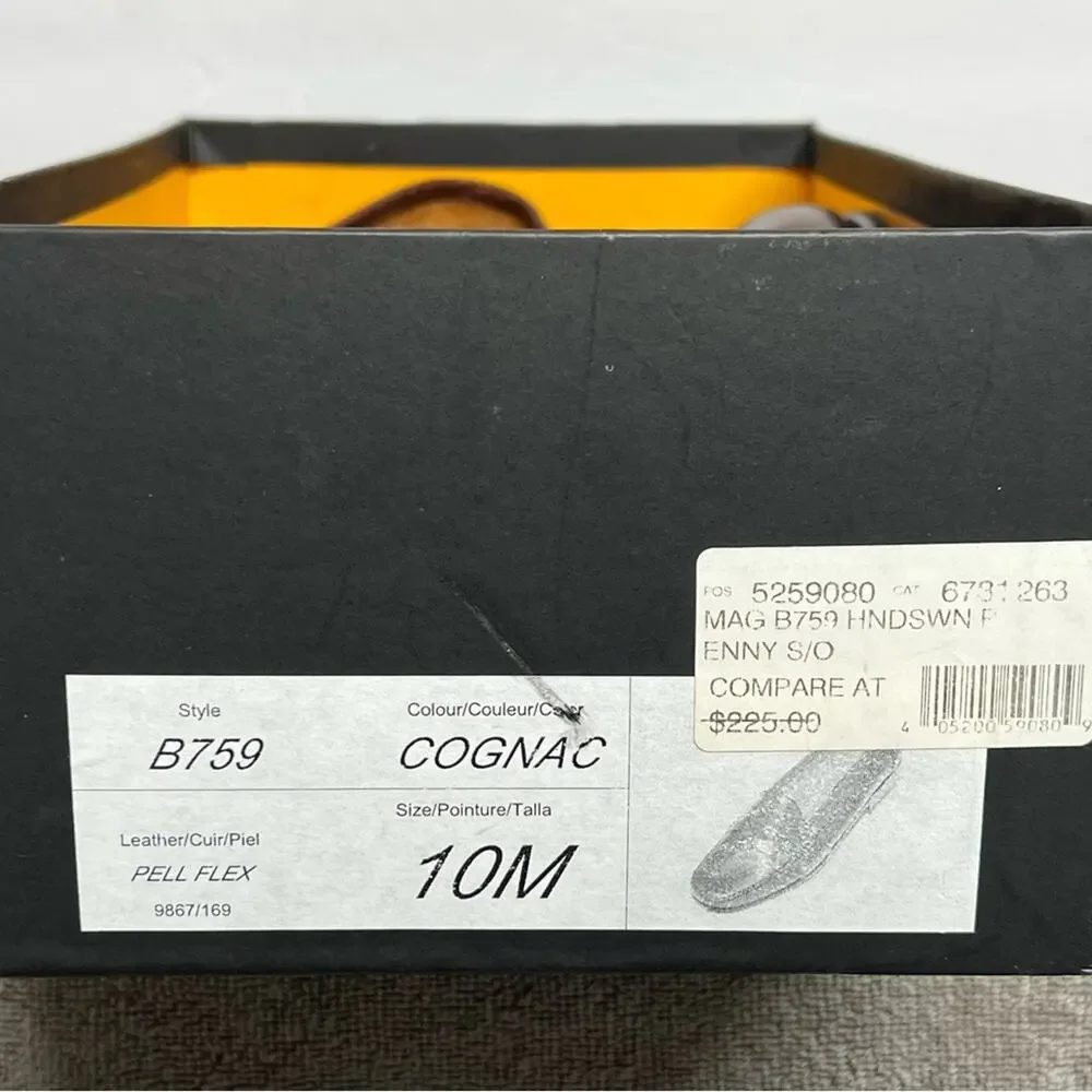 Magnanni Leather Stitched Cognac Loafers Shoes Size 10 M Men’s B759